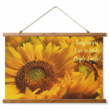 Teppichgelbe Sonnenblumen Spruch Holz oben