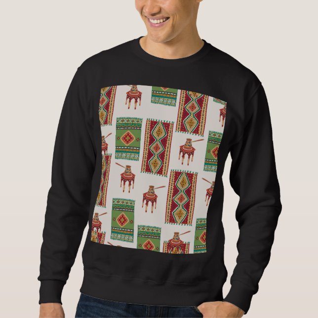 Teppichkaffee von Istanbul: Vintages Muster Sweatshirt (Vorderseite)