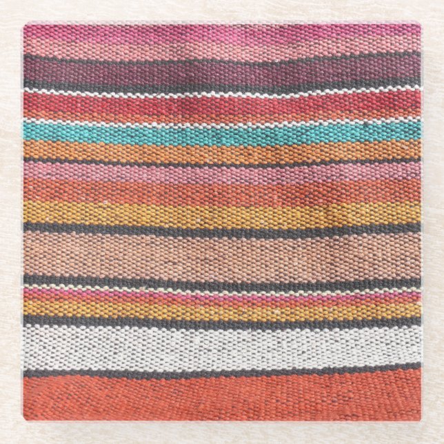 Teppichreichtum: Mexikanisch-peruanische Texturen Glasuntersetzer (Vorderseite)