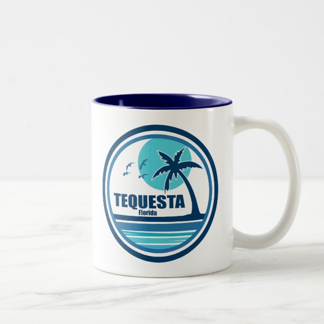 Tequesta Florida Palm Tree Birds Zweifarbige Tasse (Rechts)