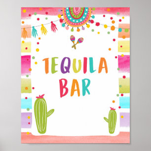 Tequila-Bar-Festgetränke-Kaktus-Tischschild Poster