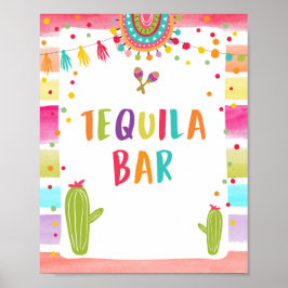 Tequila Bar Fiesta Drinks Cactus Table Sign Poster