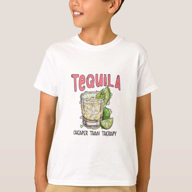 Tequila billiger als Therapie Funny Tequila Mexika T-Shirt (Vorderseite)