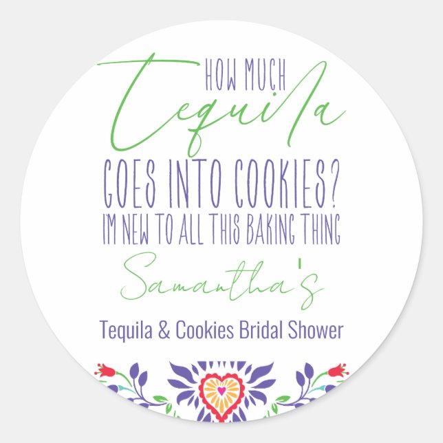 Tequila & Cookies Baking Class Brautparty Party Runder Aufkleber (Vorderseite)