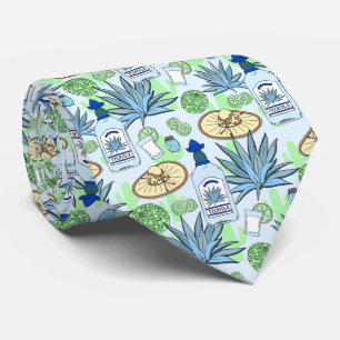 Tequila Drinker Blue Agave und Sombreros Print Krawatte