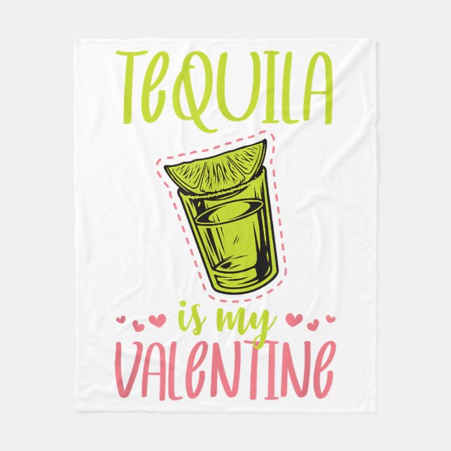 Tequila ist mein Valentine Funny Anti-Valentinstag Fleecedecke (Vorderseite)