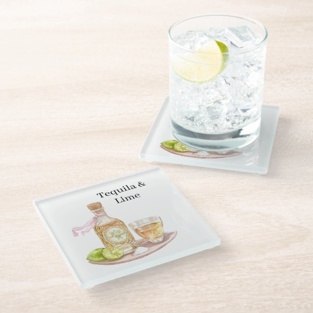 Tequila & Limette Glasuntersetzer (Schrägansicht)