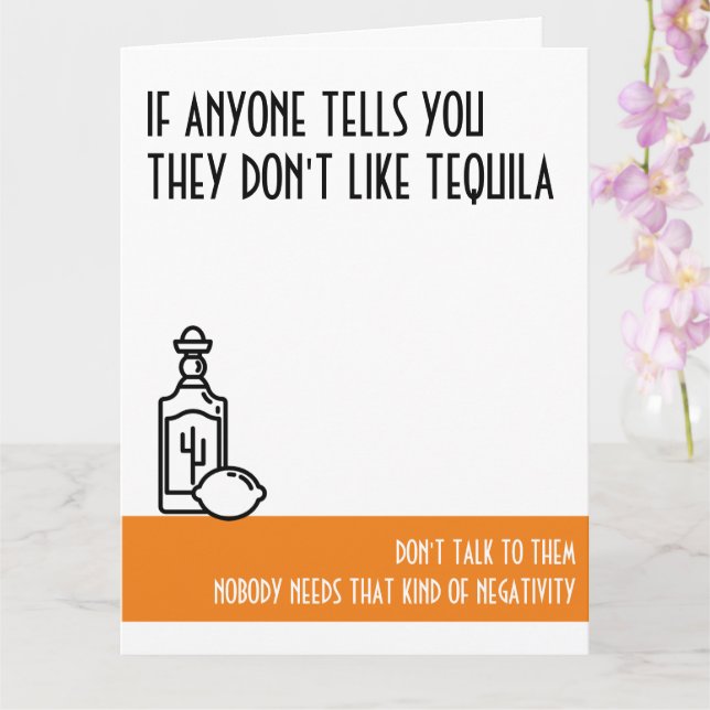 Tequila Lover's Large Orange Birthday Card Karte (Orchidee)