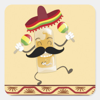 Tequila mit Sombrero Quadratischer Aufkleber