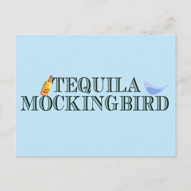 Tequila Mockingbird Funny Book Lover Pun Blue Postkarte (Vorderseite)