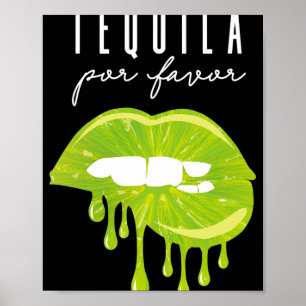 Tequila Por Favor Lime Lips Erwachsenentrinken Cin Poster