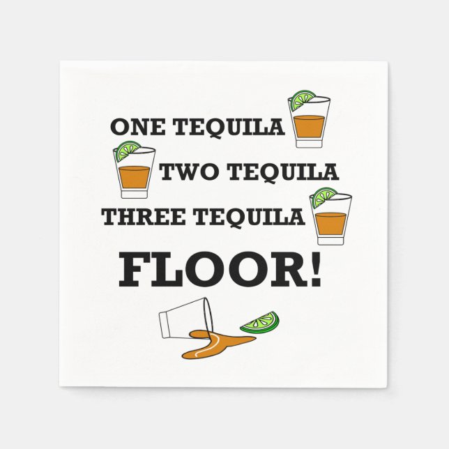 Tequila Shot Glass mit Limonem Wedge Cocktail Serviette (Vorderseite)