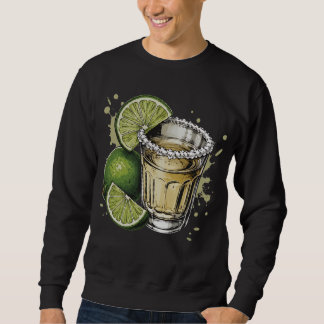 Tequila-Shot mit Salzrand und Limette Illustration Sweatshirt