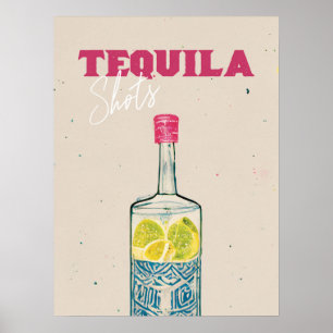 Tequila-Shots Retro-Bar-Kunst Pink Mexikanisch Poster