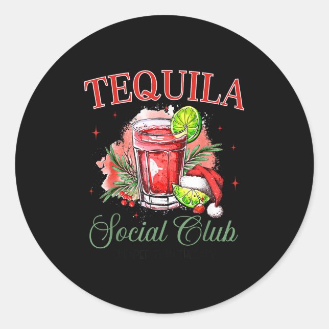 Tequila Social Club Tequila Tail Club Drinking Chr Runder Aufkleber (Vorderseite)
