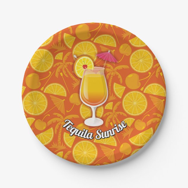Tequila-Sonnenaufgang Pappteller (Vorderseite)