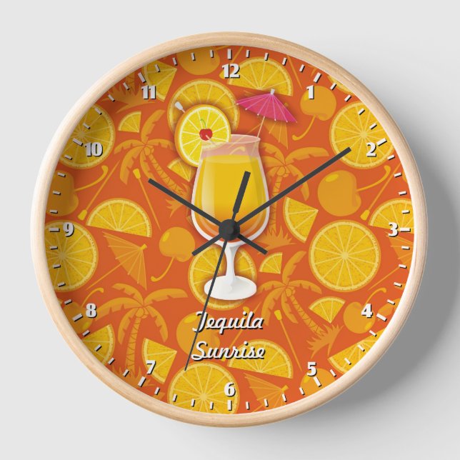Tequila-Sonnenaufgang Wanduhr (Vorderseite)