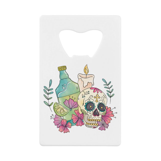 Tequila Sugar Skull Geldbeutel Flaschenöffner (Vorderseite)