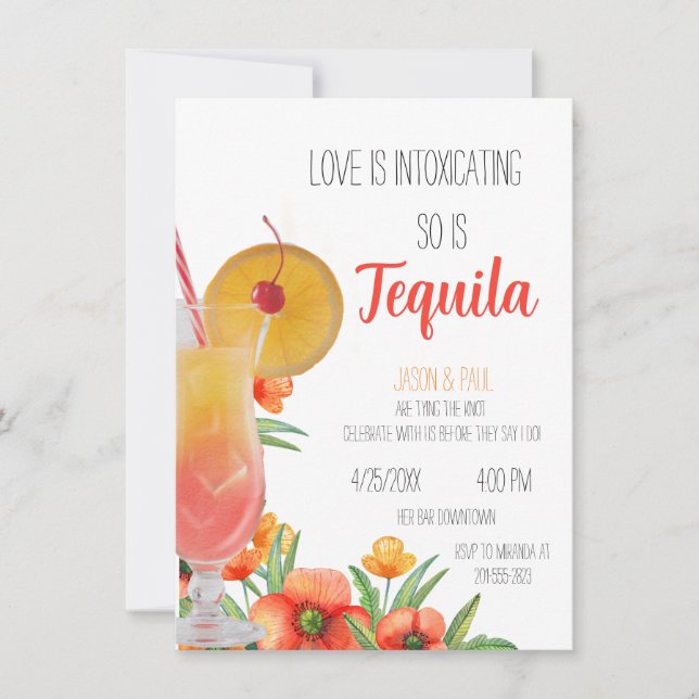 Tequila Sunrise BachelorX Party Einladung (Vorderseite)