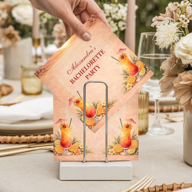 Tequila Sunrise Beach Getaway Bachelorette Party Serviette (Von Creator hochgeladen)