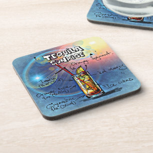 Tequila Sunrise Cocktail (#7/12 Drink Recipe Set) Getränkeuntersetzer