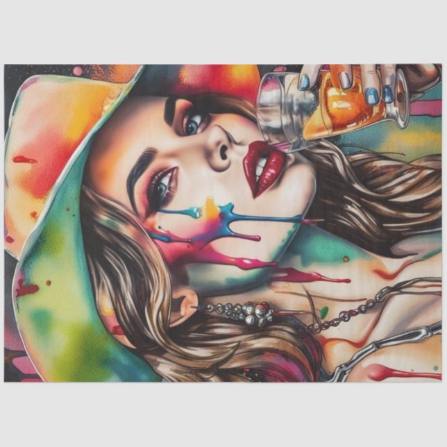 Tequila Sunrise Cocktail Süsse Dekoupage Seidenpapier (Vorderseite)