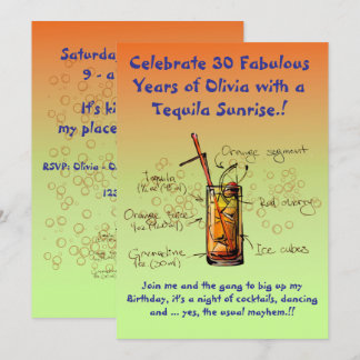 Tequila Sunrise Geburtstagsparty Einladung