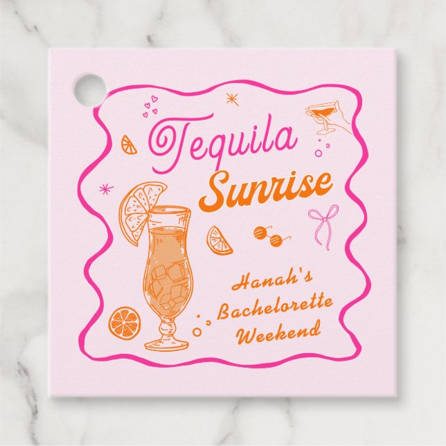 Tequila Sunrise Junggeselinnen-Abschied Geschenkanhänger (Vorderseite)
