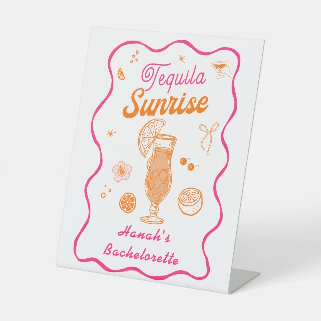 Tequila Sunrise Junggeselinnen-Abschied Sockelschild (Vorderseite)