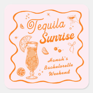 Tequila Sunrise Junggesellinnenabschied Quadratischer Aufkleber