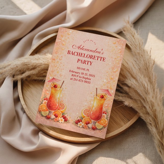 Tequila Sunrise Miami Weekend Bachelorette Party Einladung (Von Creator hochgeladen)