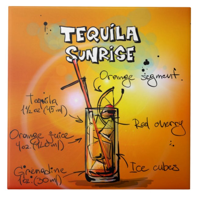Tequila Sunrise Recipe Bar Fliese (Vorderseite)