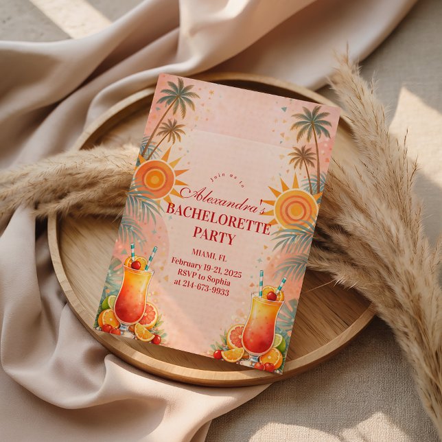 Tequila Sunrise Sunset Cocktail Bachelorette Party Einladung (Von Creator hochgeladen)