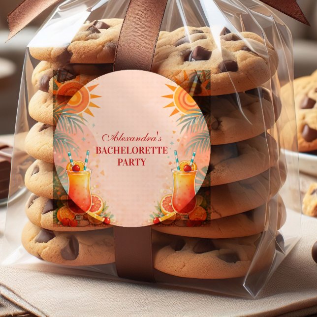 Tequila Sunrise Sunset Cocktail Bachelorette Party Runder Aufkleber (Von Creator hochgeladen)