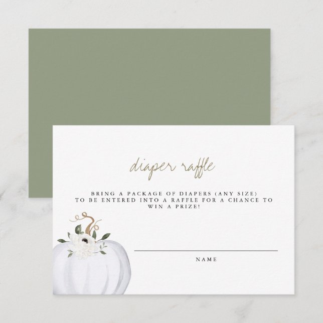 Tera - Boho Green Gold Diaper Raffle Ticket Einladung (Vorne/Hinten)