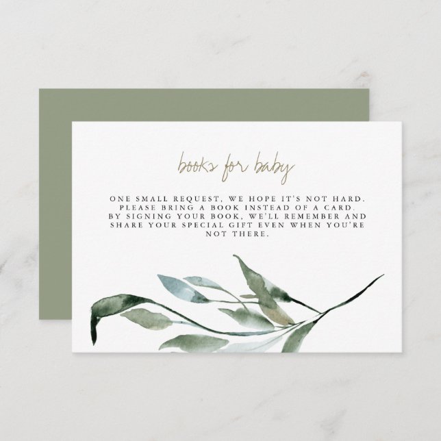 Tera - Boho Greenery Gold Books for Baby Card Einladung (Vorne/Hinten)