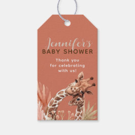 Teracotta Boho Giraffe Baby Shower Fevor Tags Geschenkanhänger