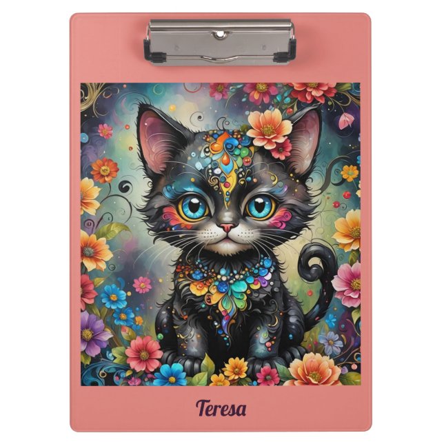 TERESA ~ Niedlich Black Cat ~ Klemmbrett (Vorderseite)