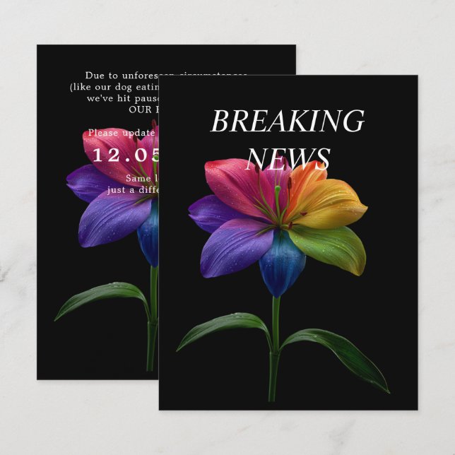 🌈Termin der Hochzeit GEÄNDERT Begleitkarte (Vorne/Hinten)