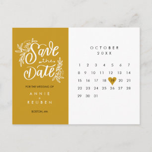 Termin-Kalender Gold Liebe Herz Postkarte