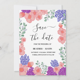 Termin speichern Hochzeitsblumen Aquarell Einladung