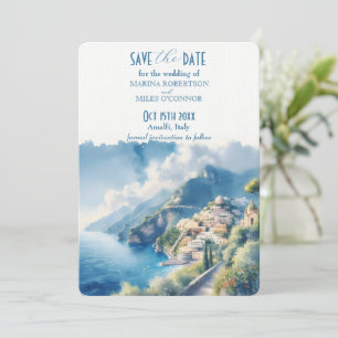 Termin vormerken Amalfi Aquarell Italien Reiseziel Einladung