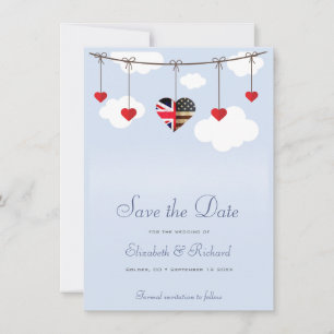 Termin vormerken Britisch Amerikanische Hochzeit Save The Date