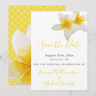 Termin vormerken Hochzeit mit gelben tropischen Save The Date