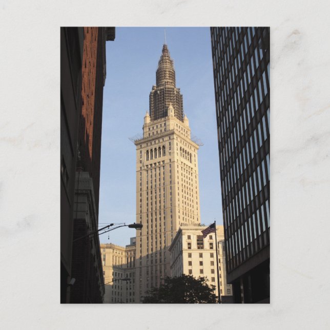 Terminal Tower, Ansicht von Straße Postkarte (Vorderseite)