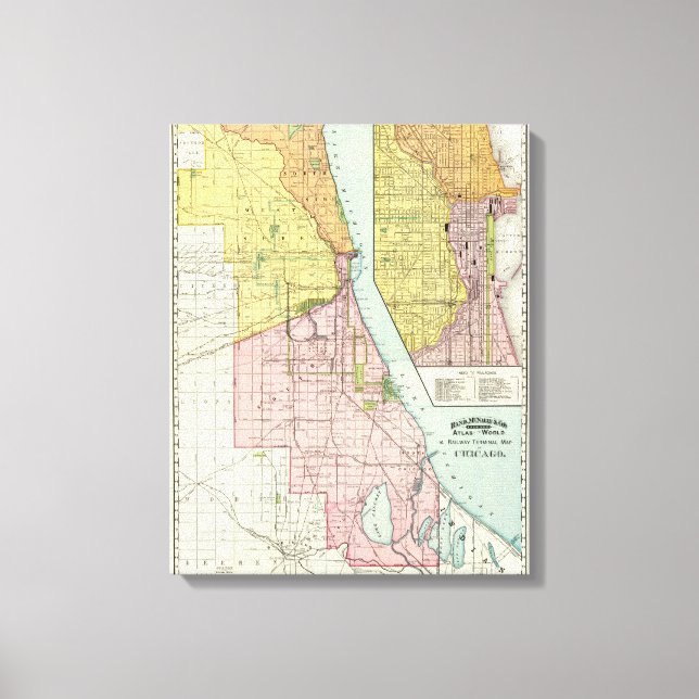 Terminalplan der Chicago Railway Leinwanddruck (Vorderseite)