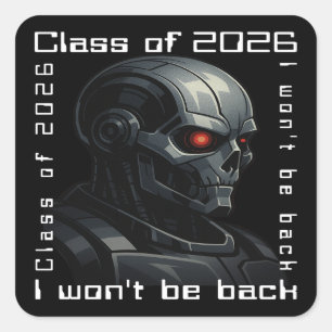 Terminator-Schädel Abschlussklasse 2026 Design Quadratischer Aufkleber