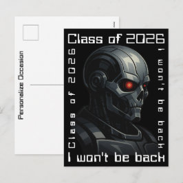 Terminator Skull Graduation Class of 2026 Design Feiertagspostkarte
