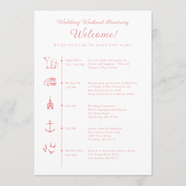 Terminkalender für die Hochzeitsempfehlung Programm (Vorderseite)