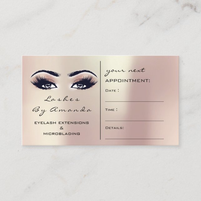 Terminkarte Makeup Rose Gold Lashes (Vorderseite)